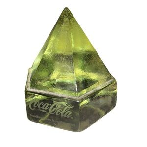 Rare Promo Coca Cola Green Ships Glass heavy Pyramid statue paperweight